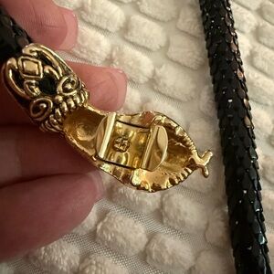 VTG DL AULD 1920/30s Black Mesh Belt Necklace Gold Snake Head